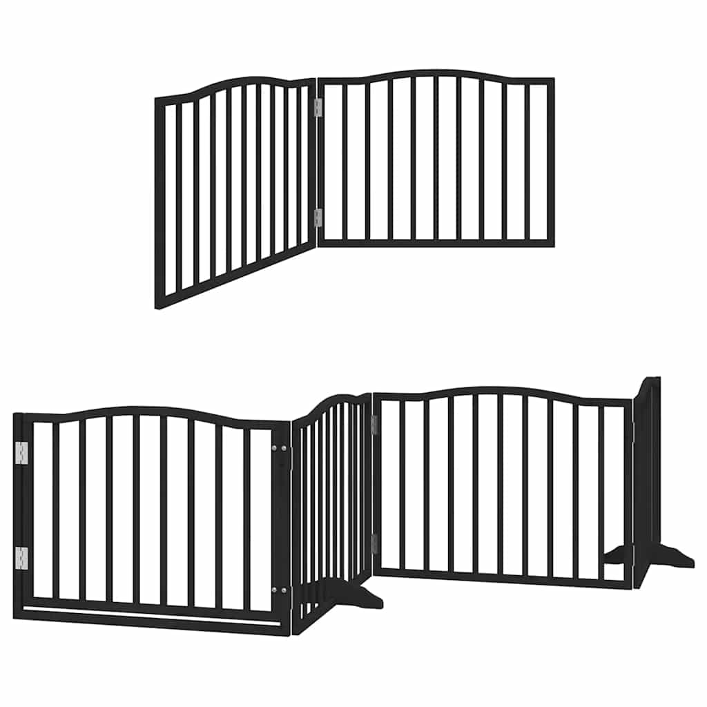 Cancello per Cani Porta Pieghevole Nero 6 Pannelli 480cm Pioppo | homemem39