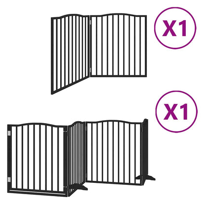 Cancello per Cani Porta Pieghevole Nero 6 Pannelli 480cm Pioppo | homemem39