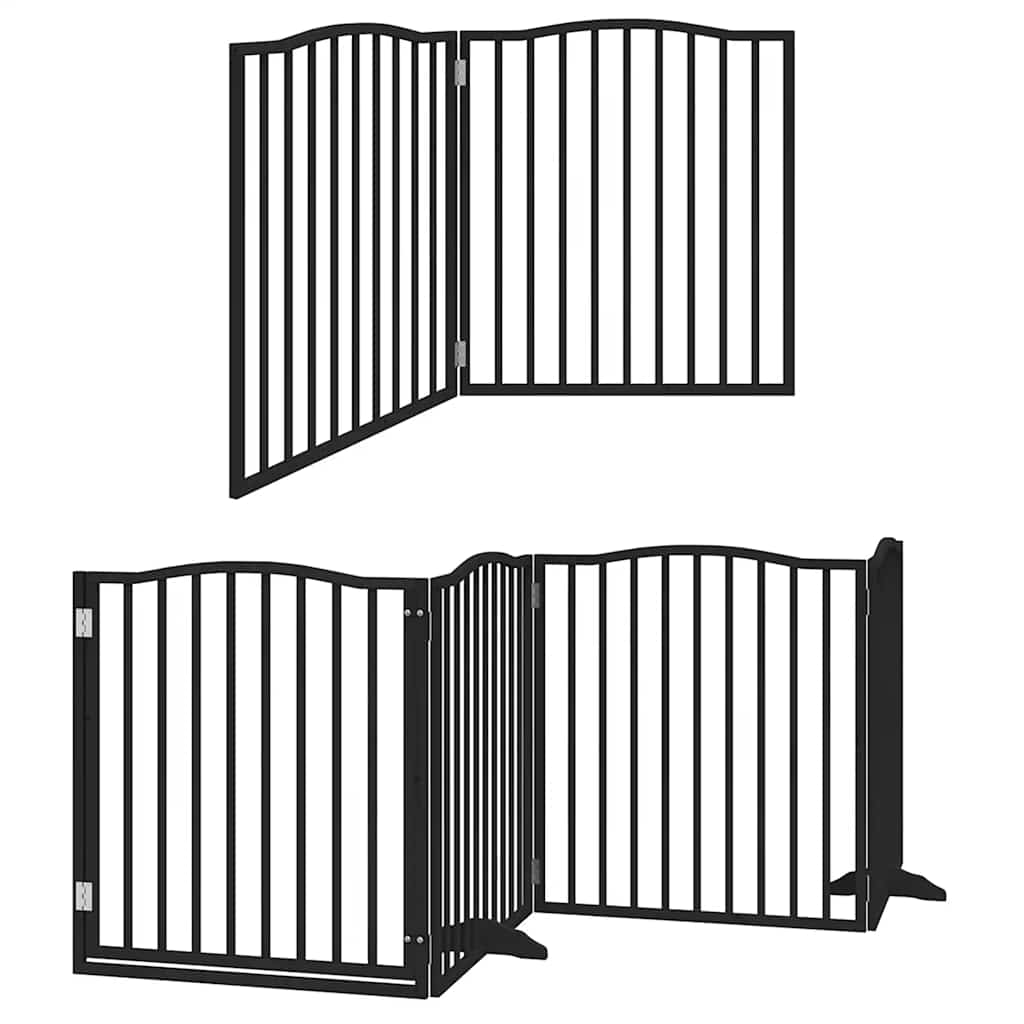 Cancello per Cani Porta Pieghevole Nero 6 Pannelli 480cm Pioppo | homemem39