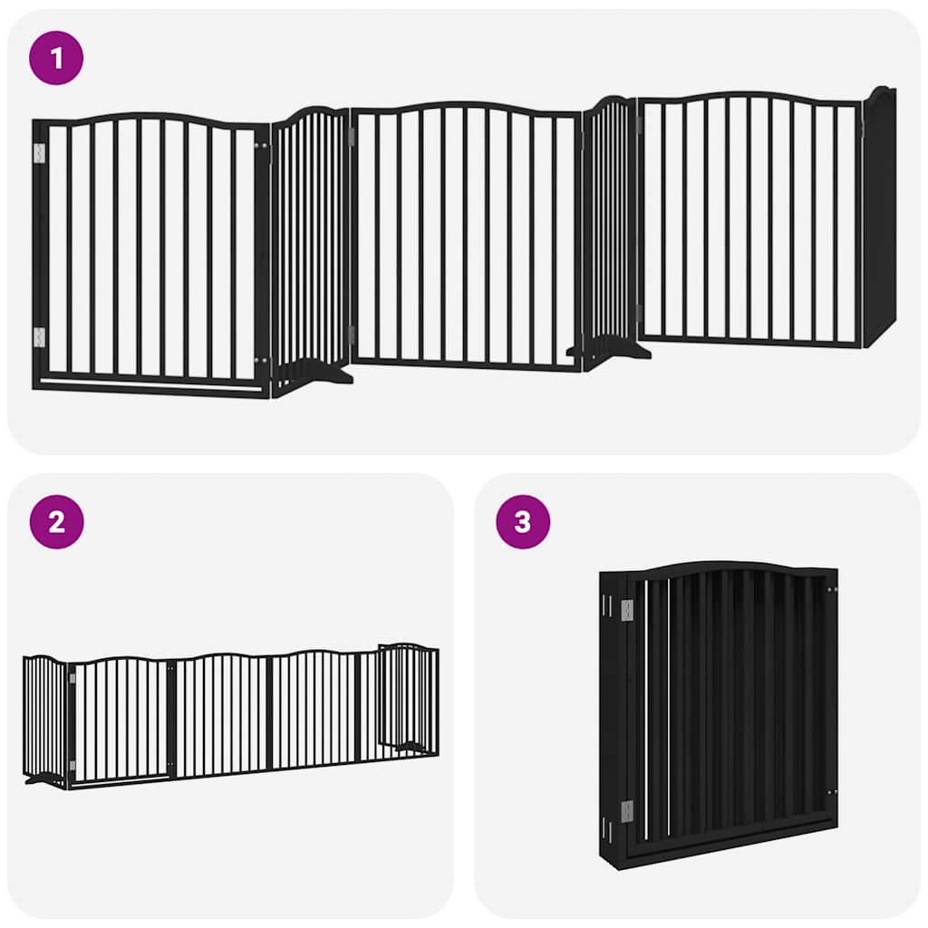 Cancello per Cani Porta Pieghevole Nero 6 Pannelli 480cm Pioppo | homemem39