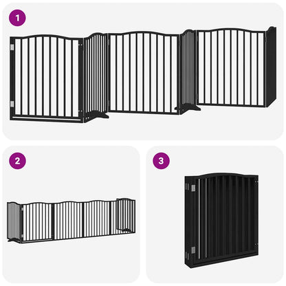 Cancello per Cani Porta Pieghevole Nero 6 Pannelli 480cm Pioppo | homemem39