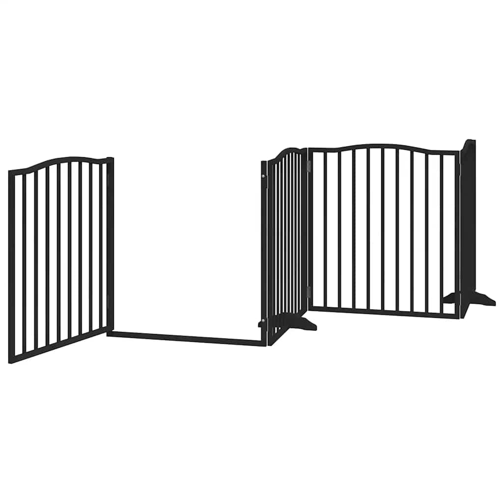 Cancello Cani Porta Pieghevole Nero 12 Pannelli 960 cm Pioppo | homemem39