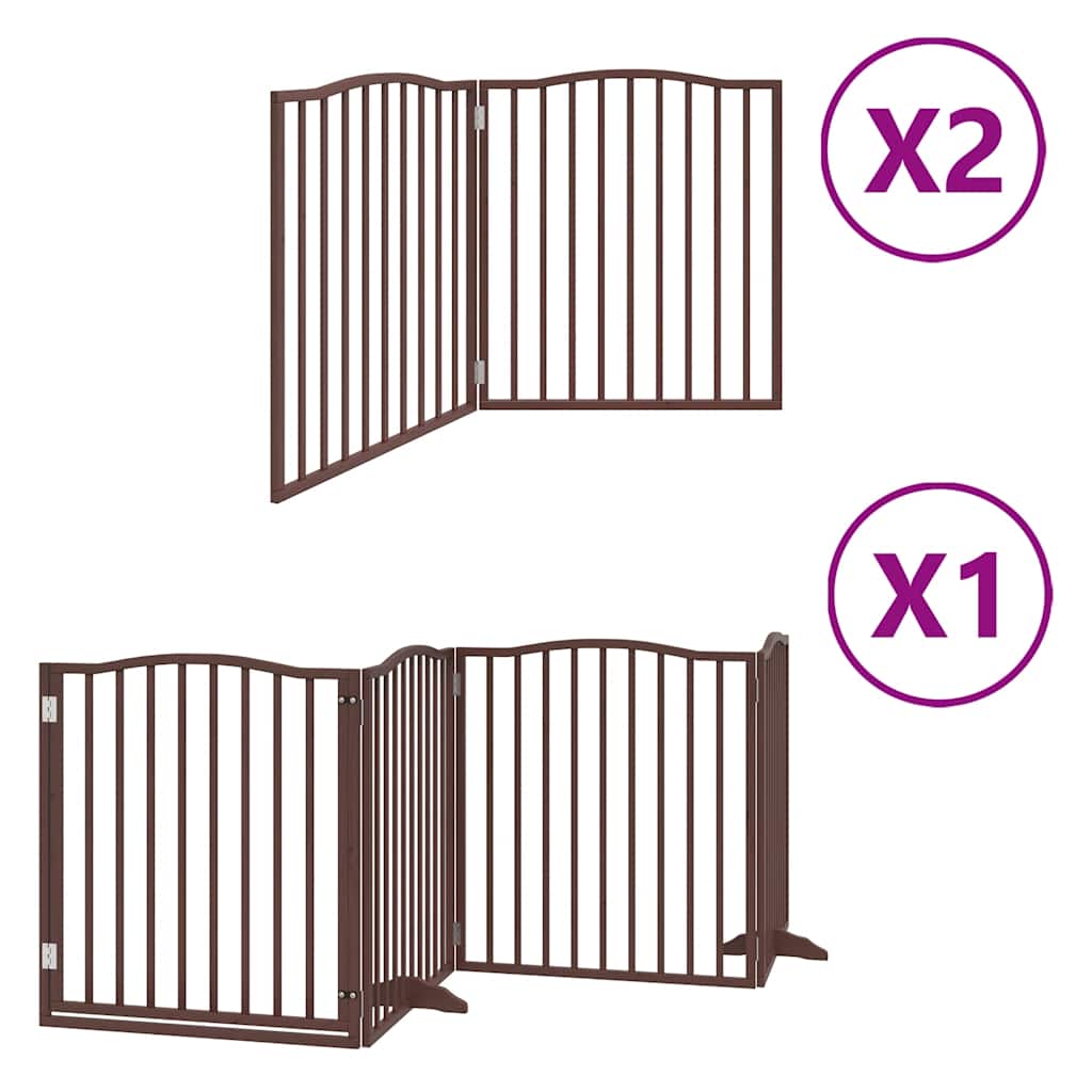 Cancello Cani Porta Pieghevole Marrone 8 Pannelli 640cm Pioppo | homemem39