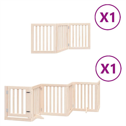 Cancello per Cani con Porta Pieghevole 9 Pannelli 450 cm Pioppo | homemem39