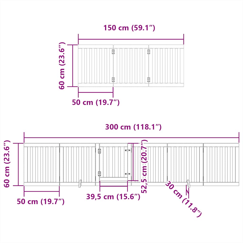 Cancello per Cani Porta Pieghevole 12 Pannelli 300 cm in Pioppo | homemem39
