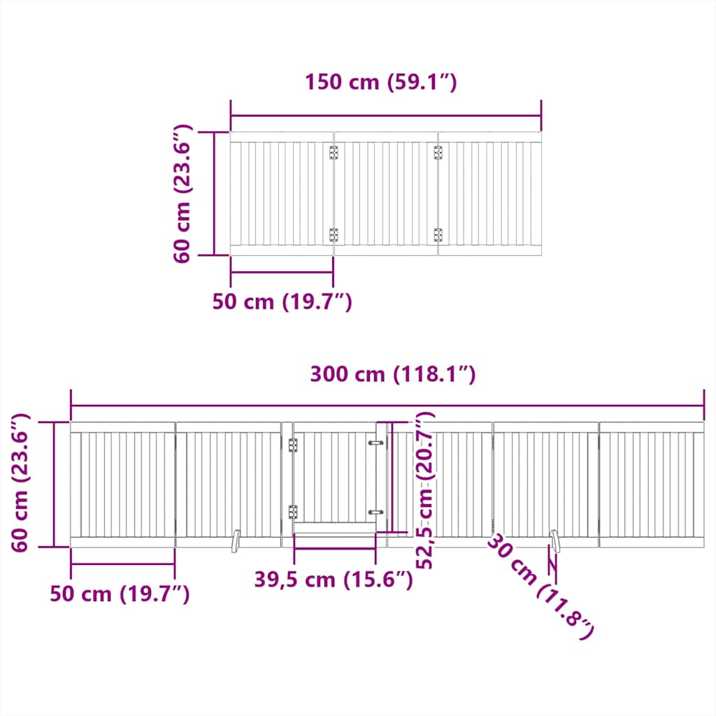Cancello per Cani Porta Pieghevole 15 Pannelli 750 cm in Pioppo | homemem39