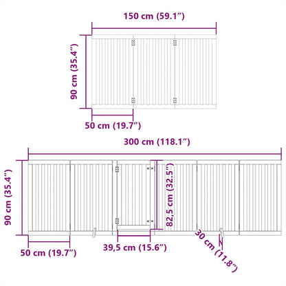 Cancello per Cani con Porta Pieghevole 9 Pannelli 450 cm Pioppo | homemem39