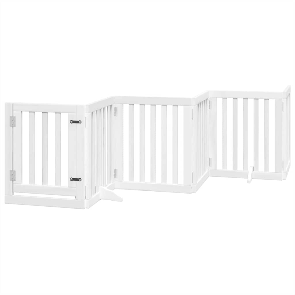 Cancello Cani Porta Pieghevole Bianco 9 Pannelli 450 cm Pioppo | homemem39