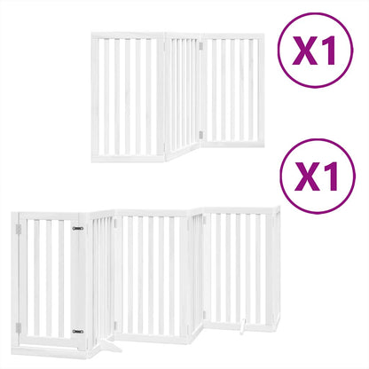 Cancello Cani Porta Pieghevole Bianco 9 Pannelli 450 cm Pioppo | homemem39