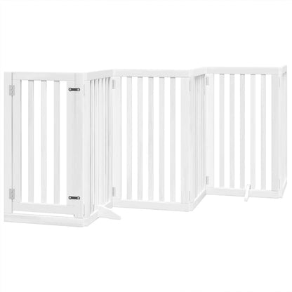 Cancello Cani Porta Pieghevole Bianco 9 Pannelli 450 cm Pioppo | homemem39