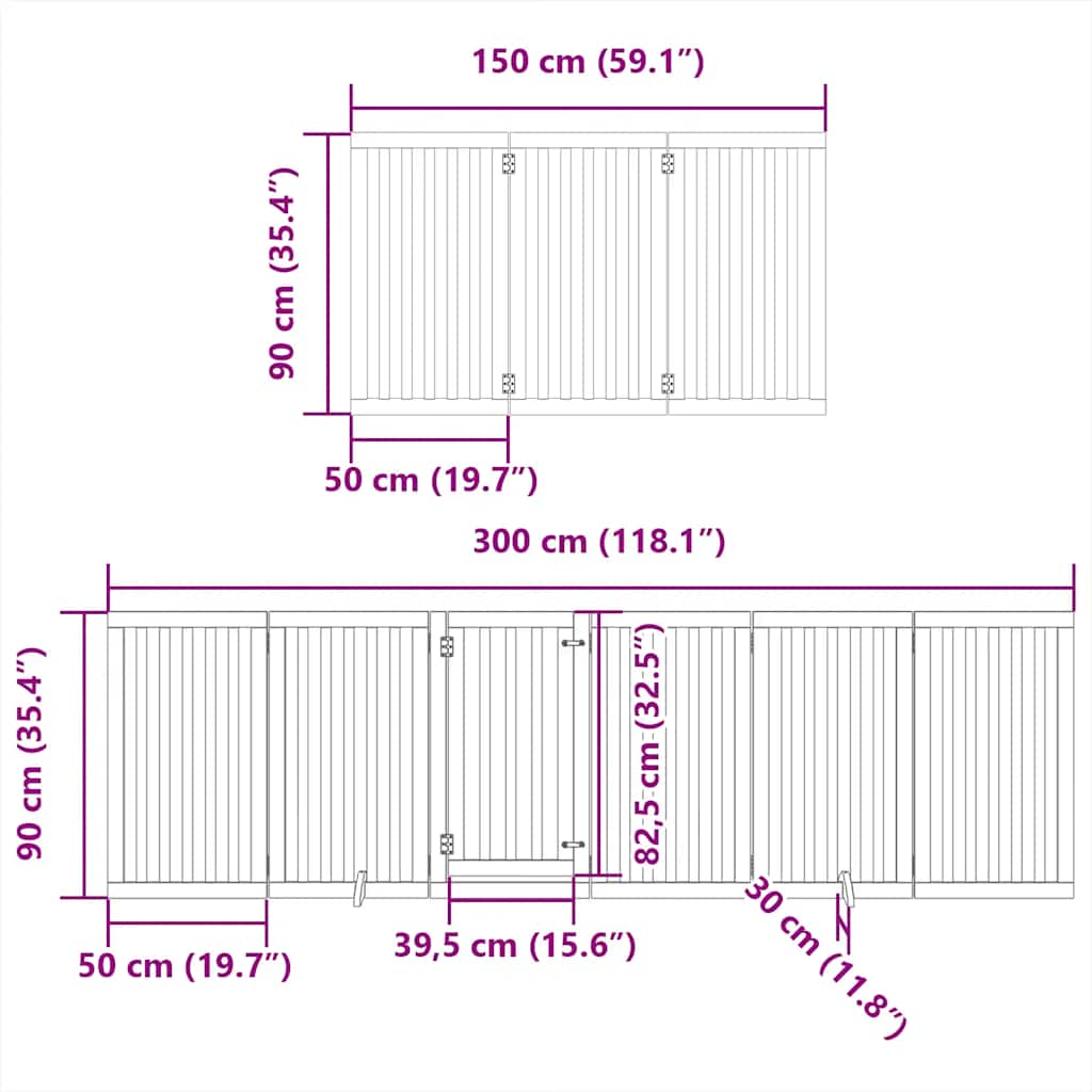 Cancello Cani Porta Pieghevole Bianco 15 Pannelli 750 cm Pioppo | homemem39