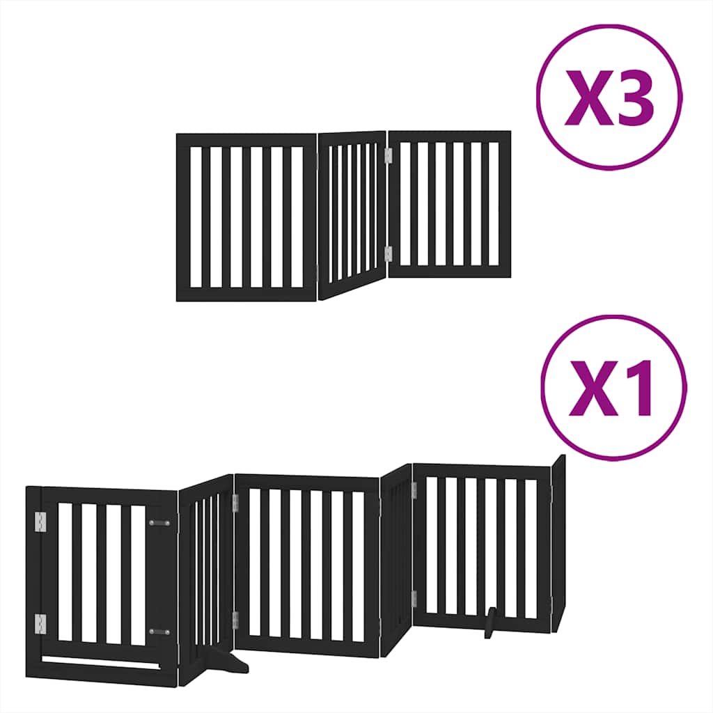 Cancello Cani Porta Pieghevole Nero 15 Pannelli 750 cm Pioppo | homemem39