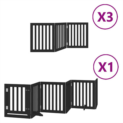 Cancello Cani Porta Pieghevole Nero 15 Pannelli 750 cm Pioppo | homemem39