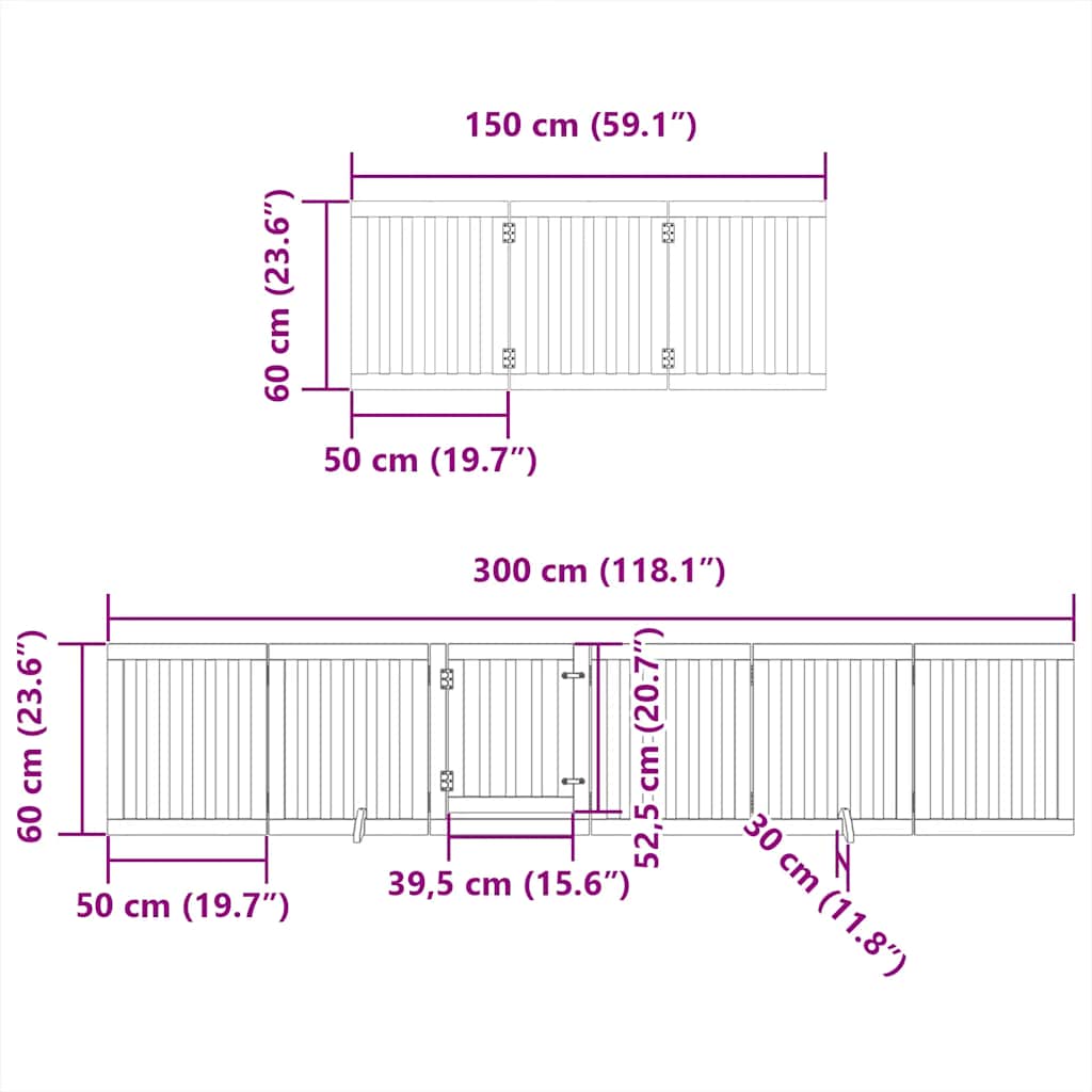 Cancello Cani Porta Pieghevole Nero 15 Pannelli 750 cm Pioppo | homemem39