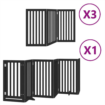 Cancello Cani Porta Pieghevole Nero 15 Pannelli 750 cm Pioppo | homemem39