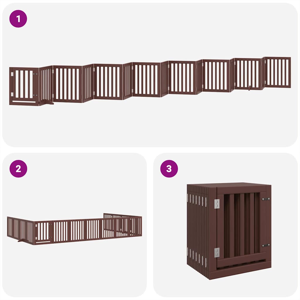 Cancello Cani Porta Pieghevole Marrone 15 Pannelli 750cm Pioppo | homemem39