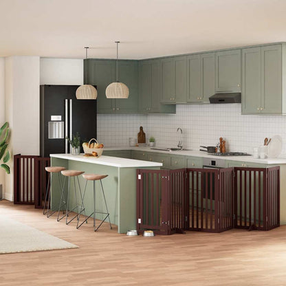 Cancello Cani Porta Pieghevole Marrone 12 Pannelli 600cm Pioppo