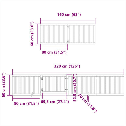 Cancello per Cani Pieghevole 6 Pannelli 480 cm Legno di Pioppo | homemem39