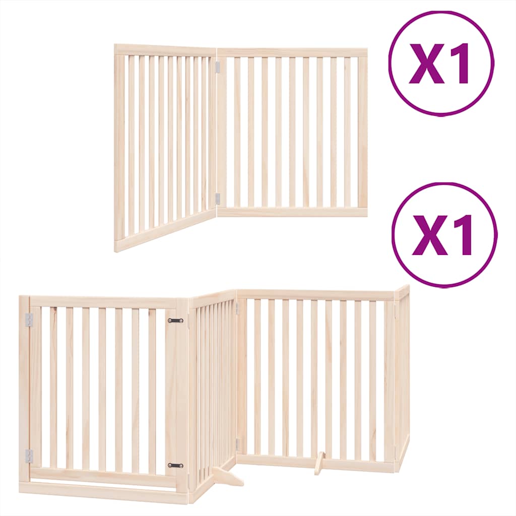 Cancello per Cani Pieghevole 6 Pannelli 480 cm Legno di Pioppo | homemem39