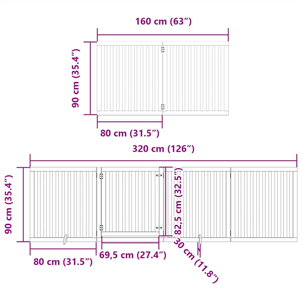 Cancello per Cani Pieghevole 6 Pannelli 480 cm Legno di Pioppo | homemem39
