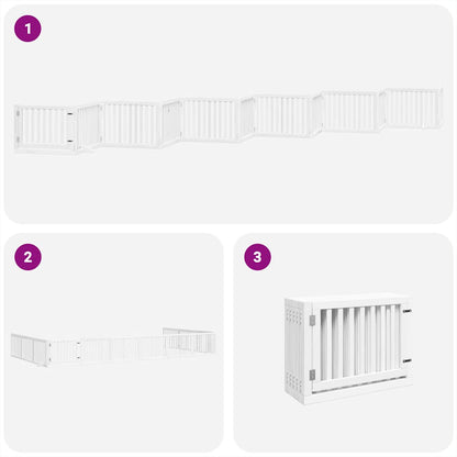 Cancello Cani Porta Pieghevole Bianco 12 Pannelli 960 cm Pioppo | homemem39