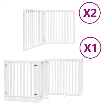Cancello Cani Porta Pieghevole Bianco 12 Pannelli 640 cm Pioppo