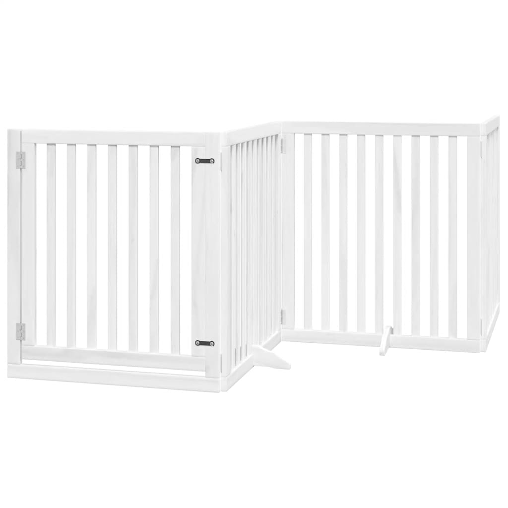 Cancello Cani Porta Pieghevole Bianco 12 Pannelli 640 cm Pioppo | homemem39