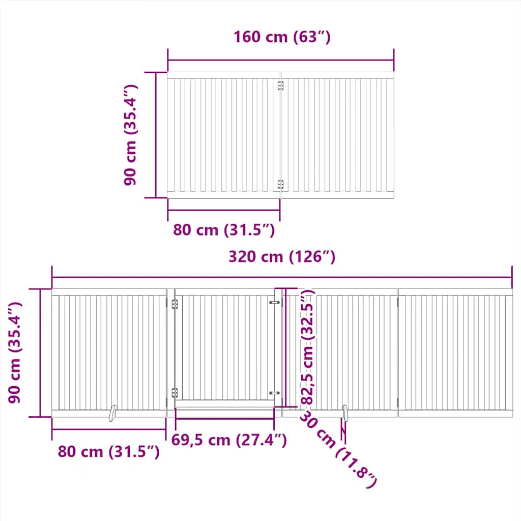 Cancello Cani Porta Pieghevole Bianco 12 Pannelli 640 cm Pioppo | homemem39