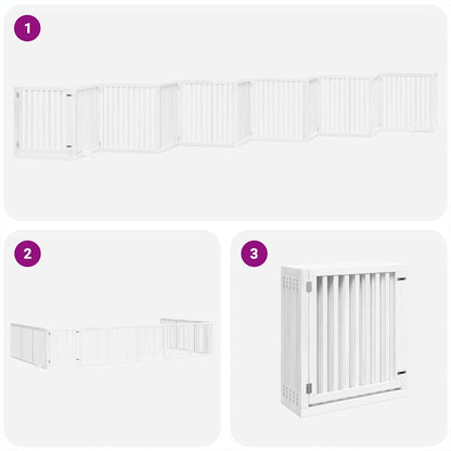 Cancello Cani Porta Pieghevole Bianco 12 Pannelli 960 cm Pioppo | homemem39