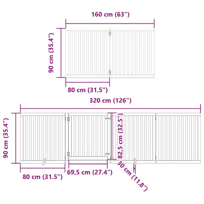 Cancello Cani Porta Pieghevole Bianco 12 Pannelli 960 cm Pioppo | homemem39