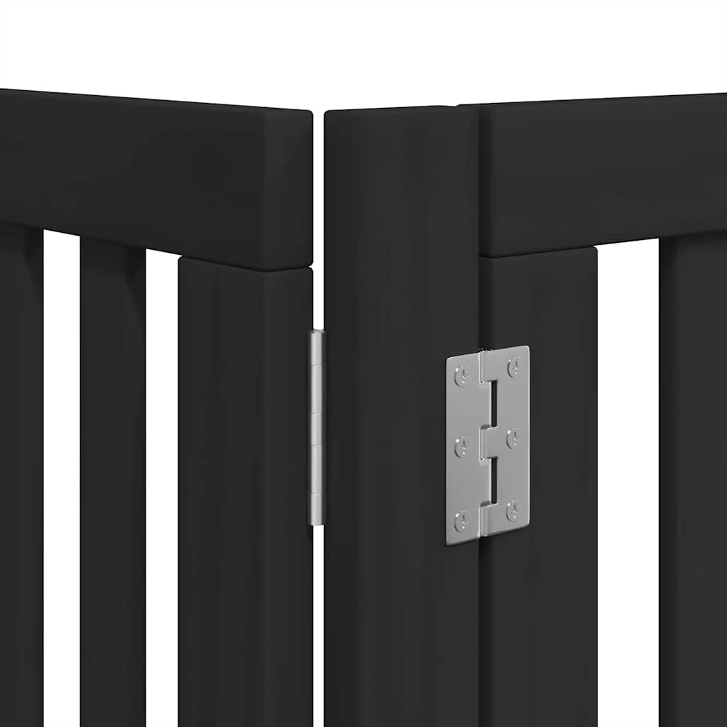 Cancello per Cani Porta Pieghevole Nero 6 Pannelli 480cm Pioppo