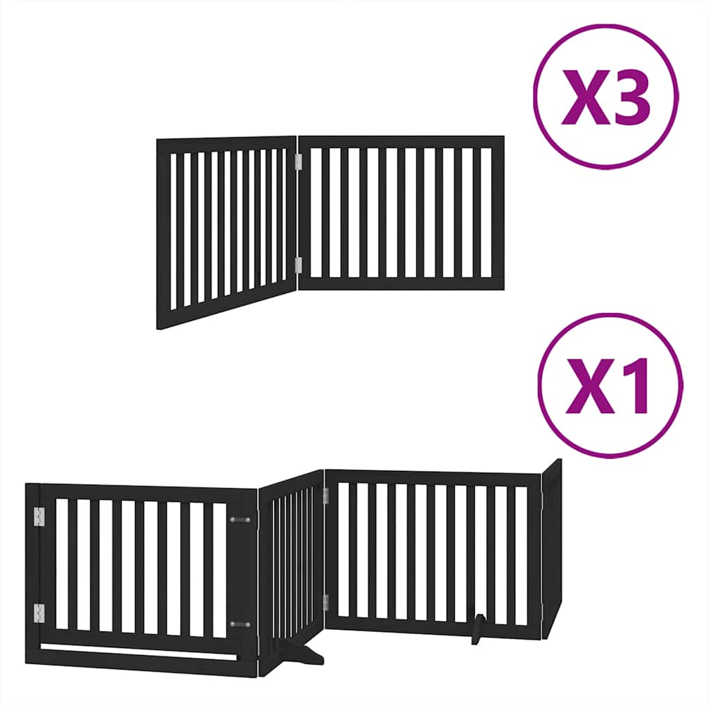 Cancello Cani Porta Pieghevole Nero 10 Pannelli 800 cm Pioppo | homemem39