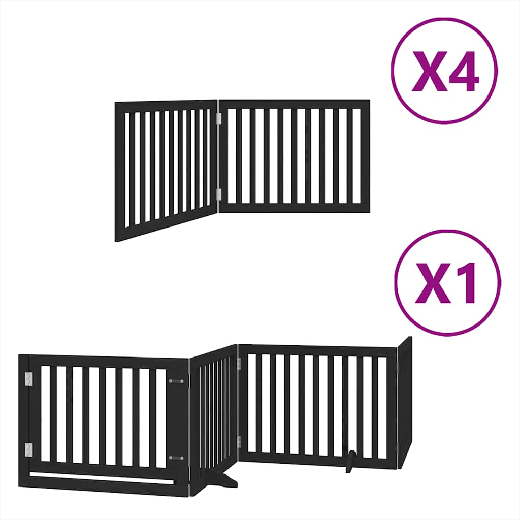 Cancello Cani Porta Pieghevole Nero 12 Pannelli 960 cm Pioppo | homemem39