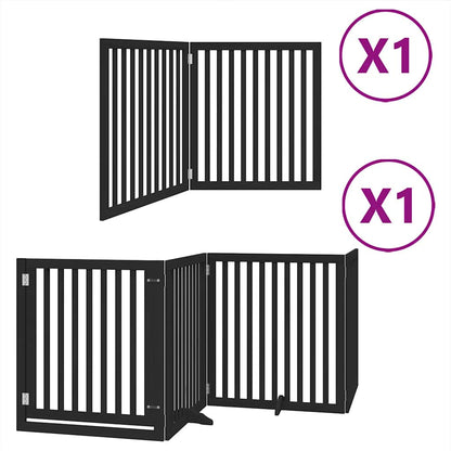 Cancello per Cani Porta Pieghevole Nero 6 Pannelli 480cm Pioppo | homemem39