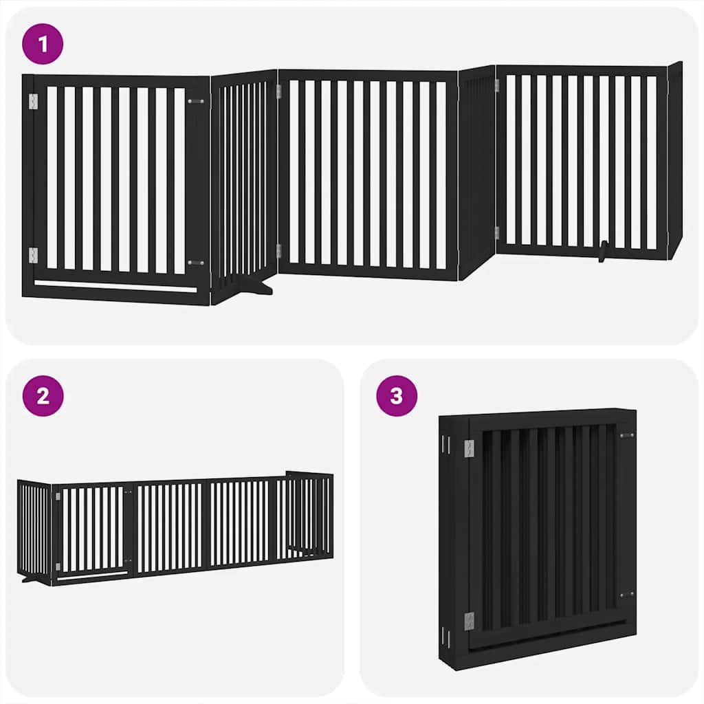 Cancello per Cani Porta Pieghevole Nero 6 Pannelli 480cm Pioppo | homemem39