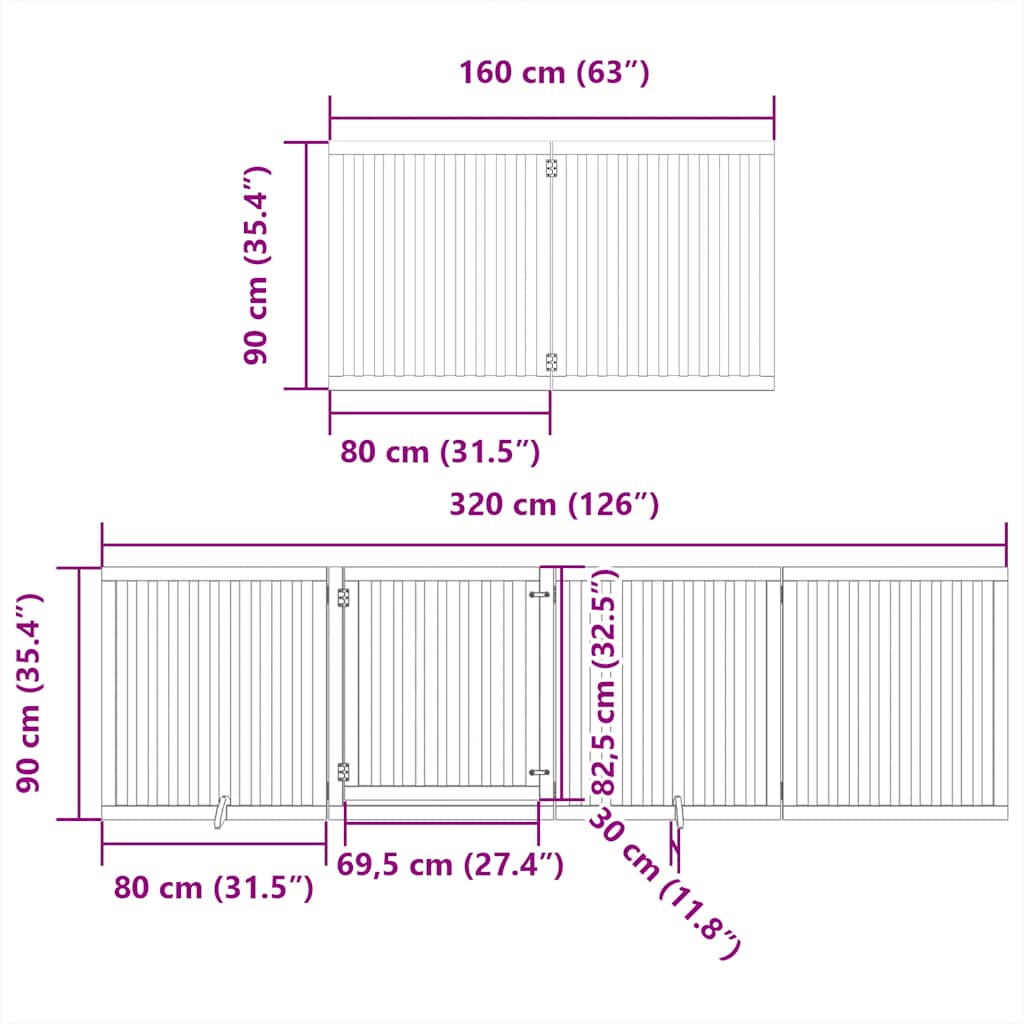 Cancello per Cani Porta Pieghevole Nero 6 Pannelli 480cm Pioppo | homemem39