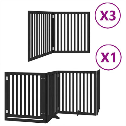 Cancello Cani Porta Pieghevole Nero 10 Pannelli 800 cm Pioppo