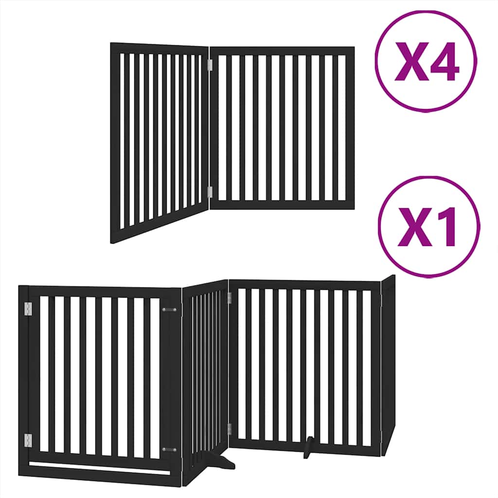 Cancello Cani Porta Pieghevole Nero 12 Pannelli 960 cm Pioppo | homemem39