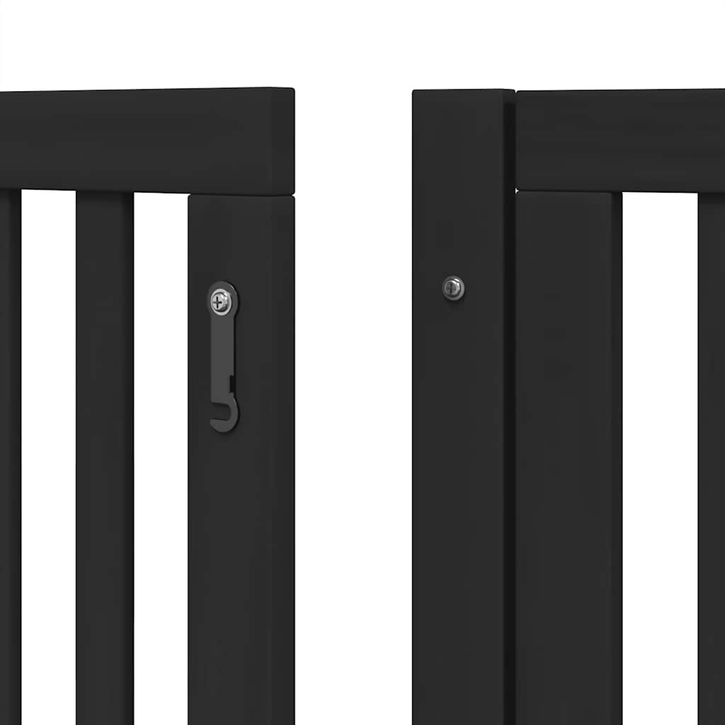 Cancello Cani Porta Pieghevole Nero 12 Pannelli 960 cm Pioppo | homemem39