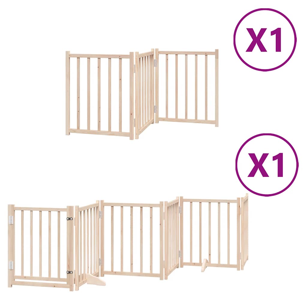 Cancello per Cani con Porta Pieghevole 9 Pannelli 450 cm Pioppo | homemem39