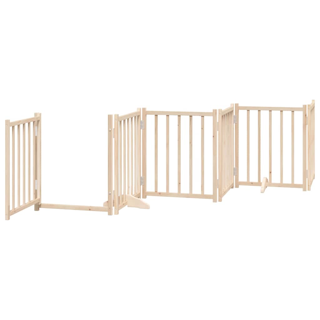 Cancello per Cani con Porta Pieghevole 9 Pannelli 450 cm Pioppo | homemem39