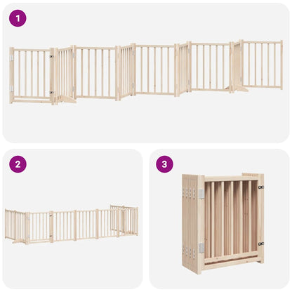Cancello per Cani con Porta Pieghevole 9 Pannelli 450 cm Pioppo | homemem39