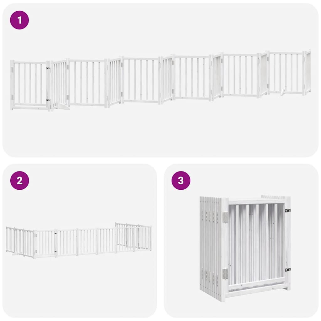 Cancello Cani Porta Pieghevole Bianco 12 Pannelli 600 cm Pioppo | homemem39