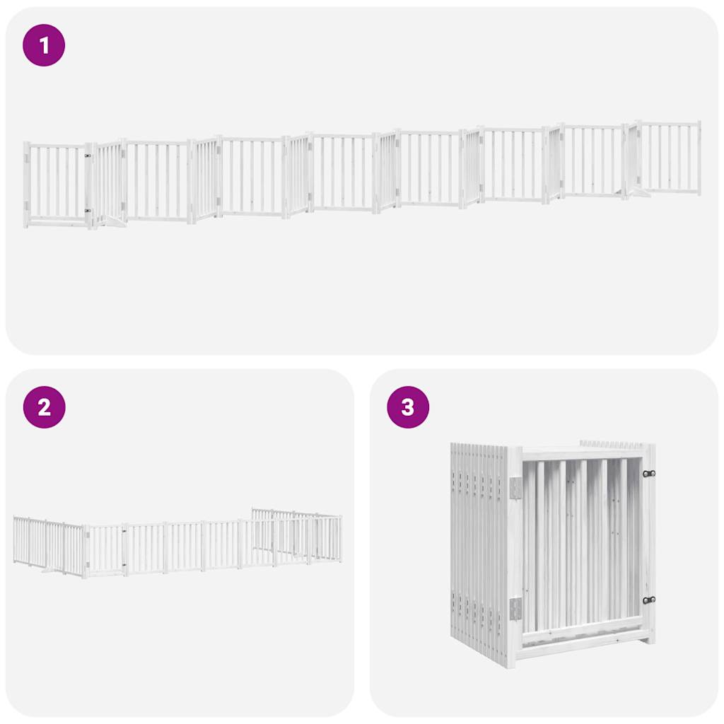Cancello Cani Porta Pieghevole Bianco 15 Pannelli 750 cm Pioppo | homemem39