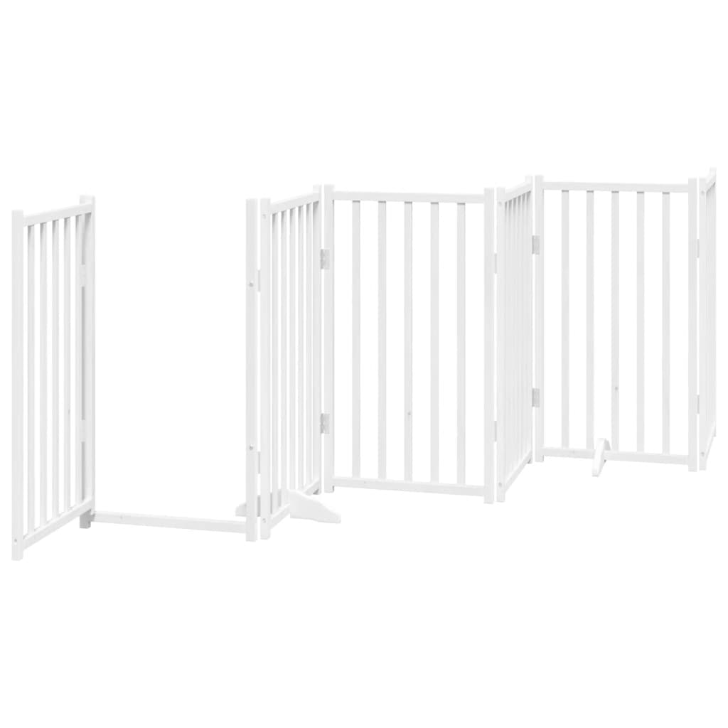 Cancello Cani Porta Pieghevole Bianco 9 Pannelli 450 cm Pioppo | homemem39
