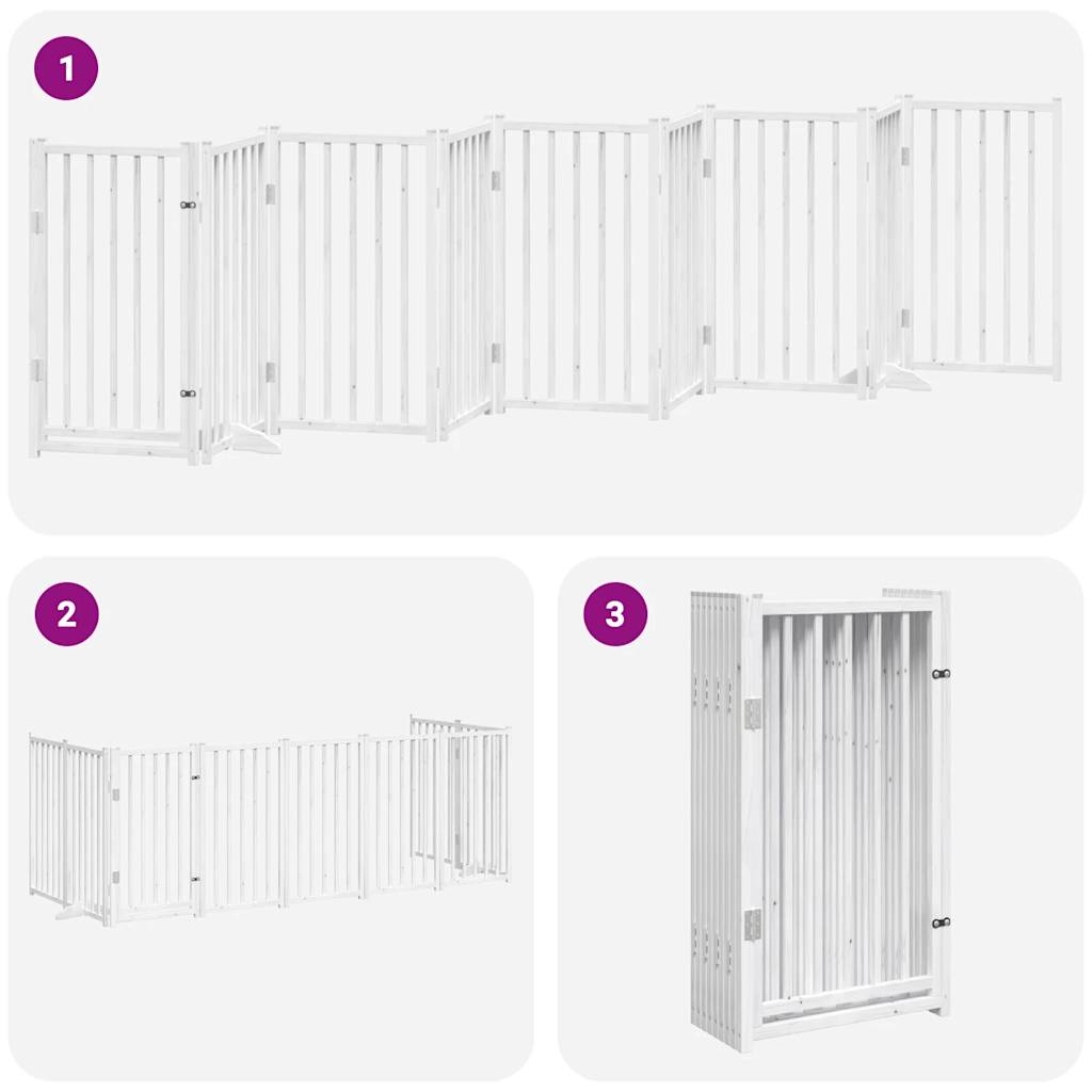 Cancello Cani Porta Pieghevole Bianco 9 Pannelli 450 cm Pioppo | homemem39