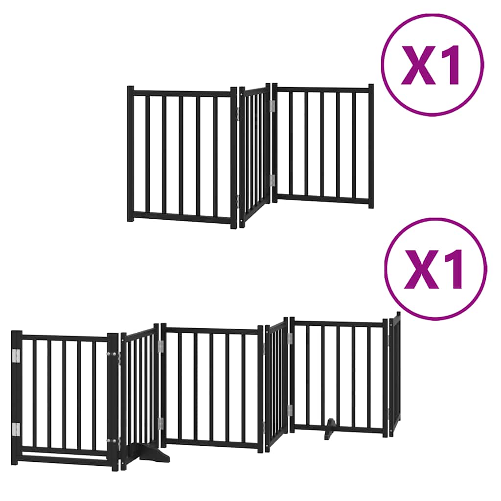 Cancello per Cani Porta Pieghevole Nero 9 Pannelli 450cm Pioppo | homemem39