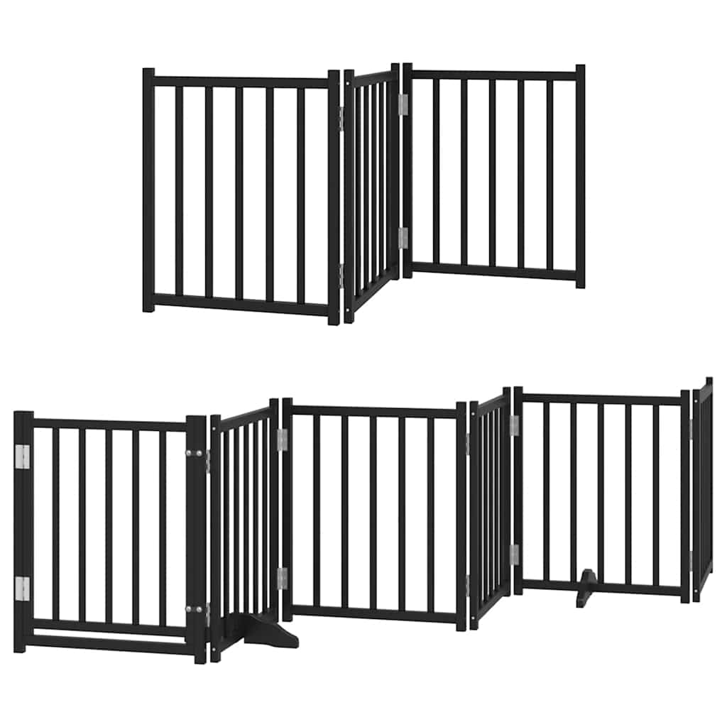 Cancello per Cani Porta Pieghevole Nero 9 Pannelli 450cm Pioppo | homemem39