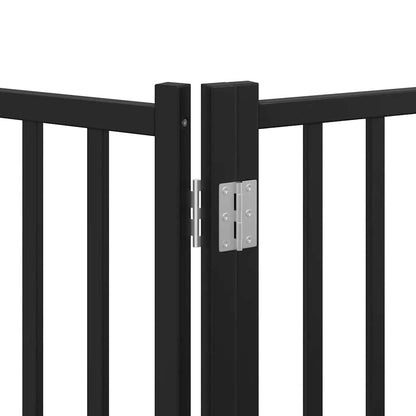 Cancello per Cani Porta Pieghevole Nero 9 Pannelli 450cm Pioppo | homemem39