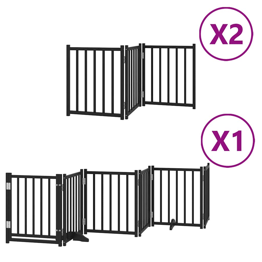 Cancello Cani Porta Pieghevole Nero 12 Pannelli 600 cm Pioppo